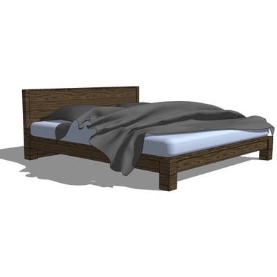 Modern solid wood double bed free