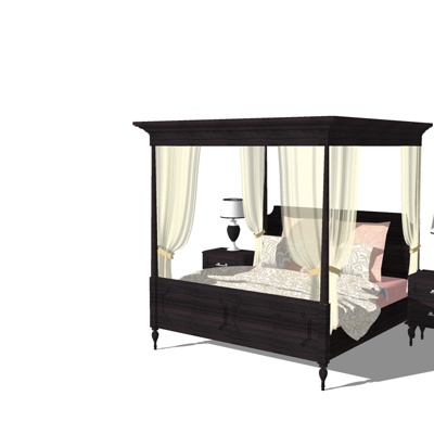 American style solid wood double bed