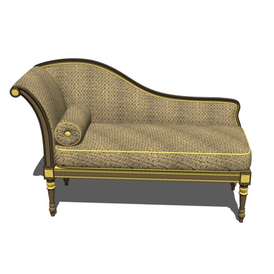 Chinese-style fabric chaise longue