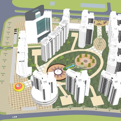 Bird's-eye view planning of modern residential area