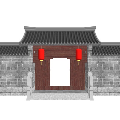 Chinese-style courtyard gate