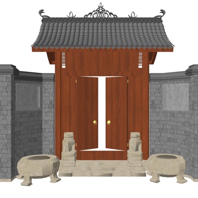 Chinese-style courtyard gate