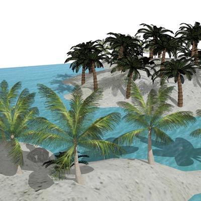 Modern sea coconut tree landscape sketch