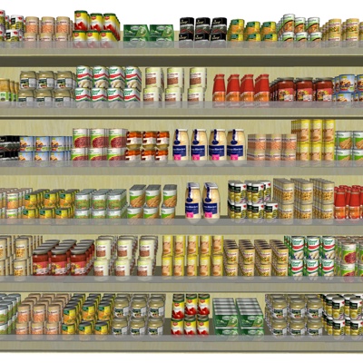 modern supermarket shelves