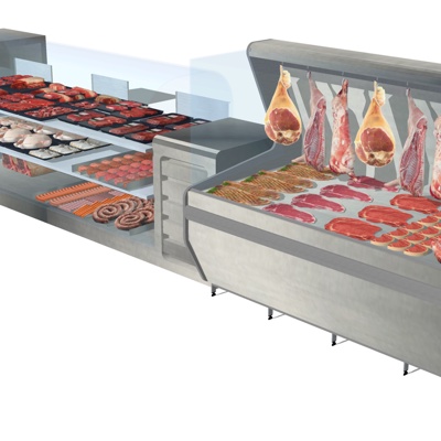 Modern shopping mall meat shelf