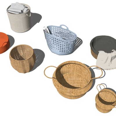 Modern rattan dirty clothes basket