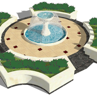 Modern fountain sketch