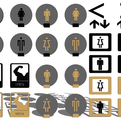 Modern toilet men and women identification plate