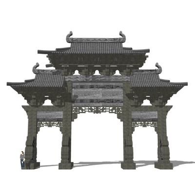 Chinese-style stone carving archway