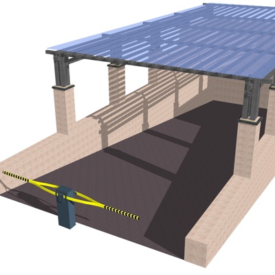 Modern underground parking entrance