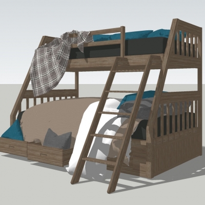 Modern solid wood children's bunk bed