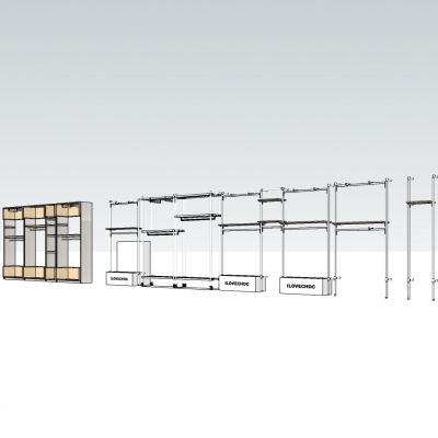 Industrial wind trade show cabinet rack