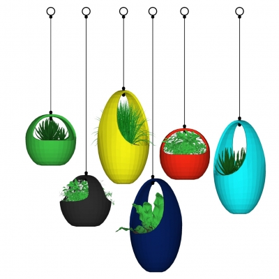 Modern potted hanging basket combination