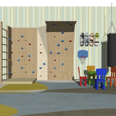 Modern children rock climbing wall table and chair toy combination