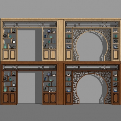 Chinese-style Solid Wood Partition Antique Rack Combination