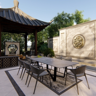 Chinese Villa Courtyard Garden Design