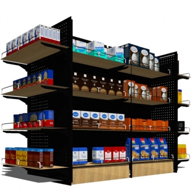 modern supermarket shelves