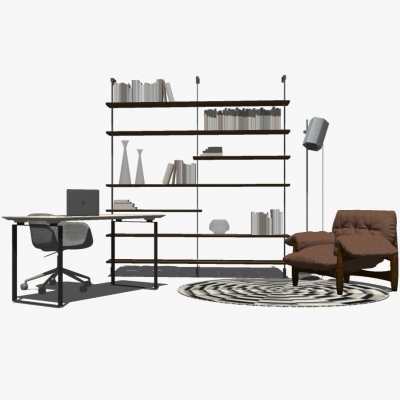 Modern desk and chair bookcase combination