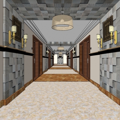 Modern Hotel Corridor Free