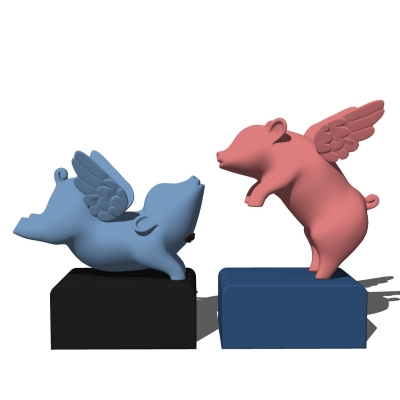 Modern Little Flying Pig Sculpture Combination