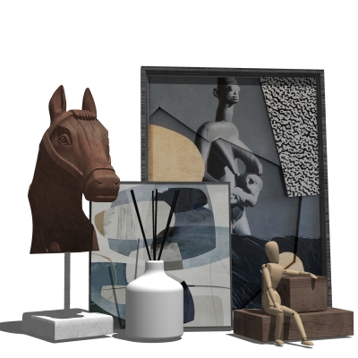 Modern Horse Head Sculpture Ornaments Combination