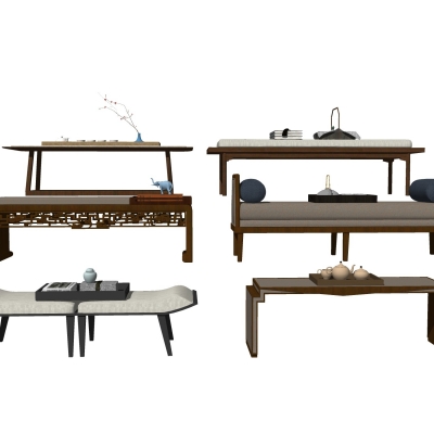 Neo-Chinese Style Fabric Bed End Stool Pedal