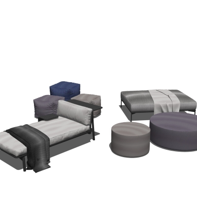 Modern fabric pedal sofa stool combination