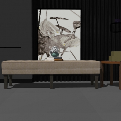 Neo-Chinese Style Fabric Bed End Stool Pedal