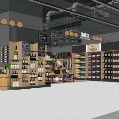 Industrial wind supermarket wine area