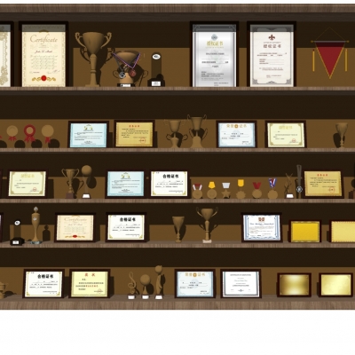 Modern trophy medal certificate ornaments