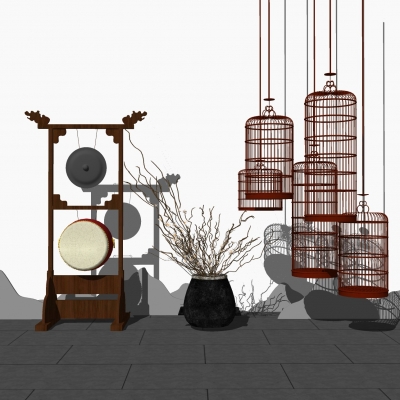 New Chinese-style Birdcage Drum Rack Ornaments