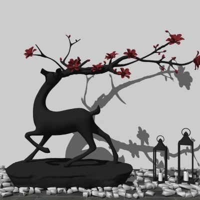 New Chinese Metal Sculpture of Sika Deer