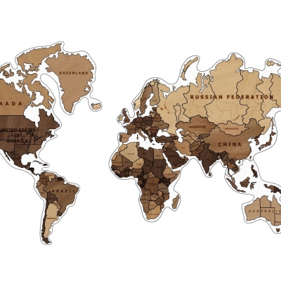 Modern Solid Wood World Map