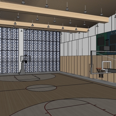 Modern indoor basketball court