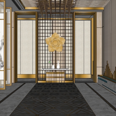 Neo-Chinese Style Affordable Luxury Style Club Lobby Room