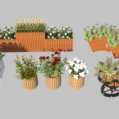 European-style outdoor flower box potted plant combination