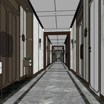 New Chinese Hotel Corridor