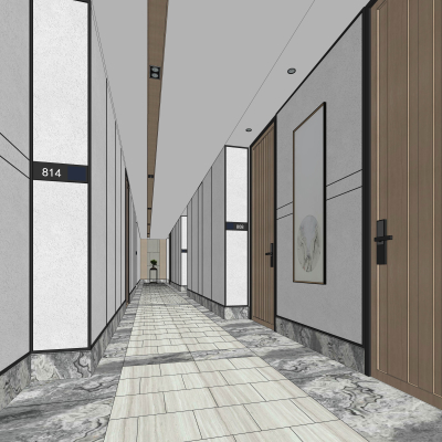 New Chinese Hotel Corridor