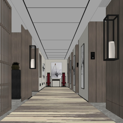 New Chinese Hotel Corridor