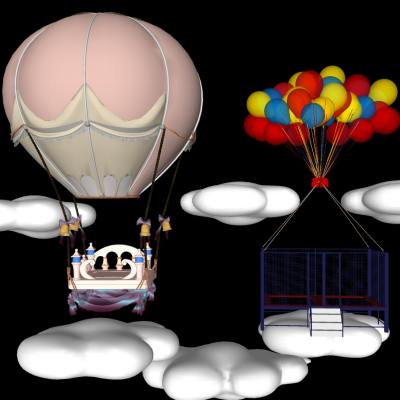 Modern Cartoon Hot Air Balloon Clouds