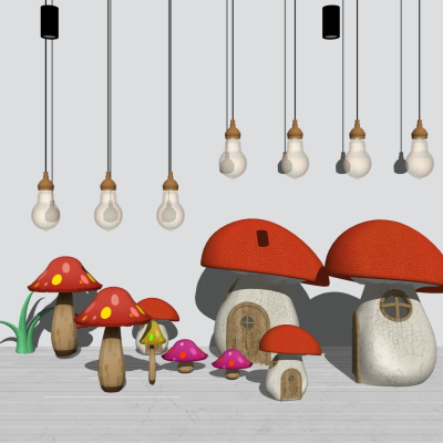 Modern cartoon mushroom house combination