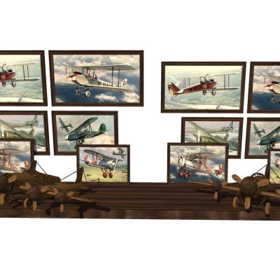 Modern Retro Plane Toy Hanging Picture Combination