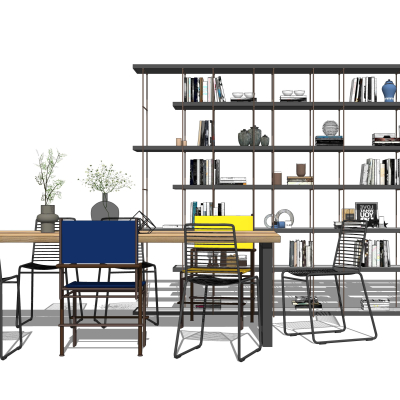 Industrial Style Bookshelf Conference Table