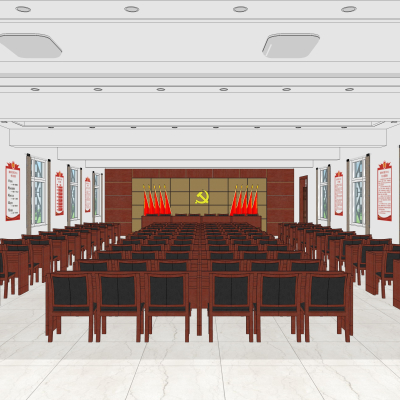 New Chinese Red Party Building Conference Room