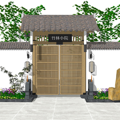 Chinese-style courtyard gate