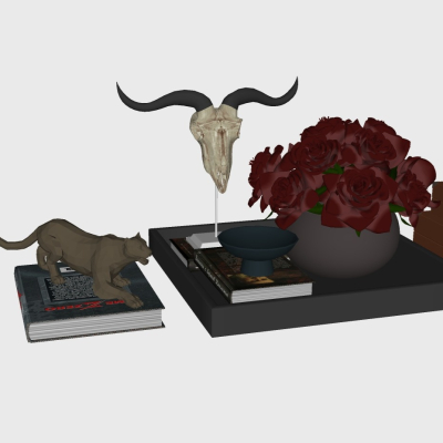 Modern floral arrangement sheep skull decoration