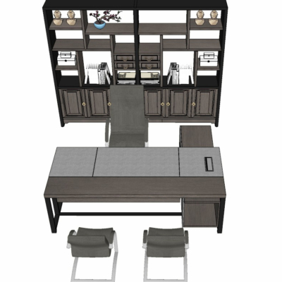 Modern bench table and chair file cabinet