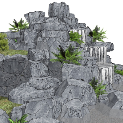 Natural wind rockery stacked water gardening sketch