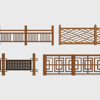 Chinese-style wooden balustrade handrail