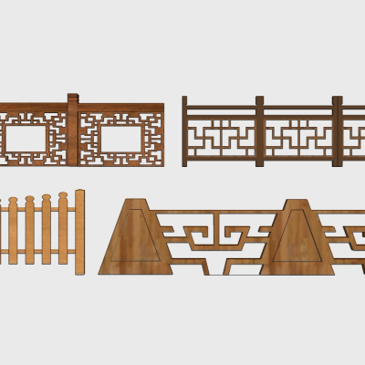 Chinese-style wooden balustrade handrail